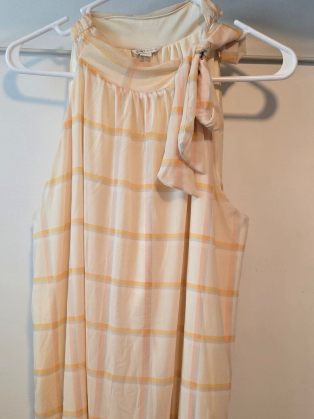 Cato Sleeveless Plaid Dress Top